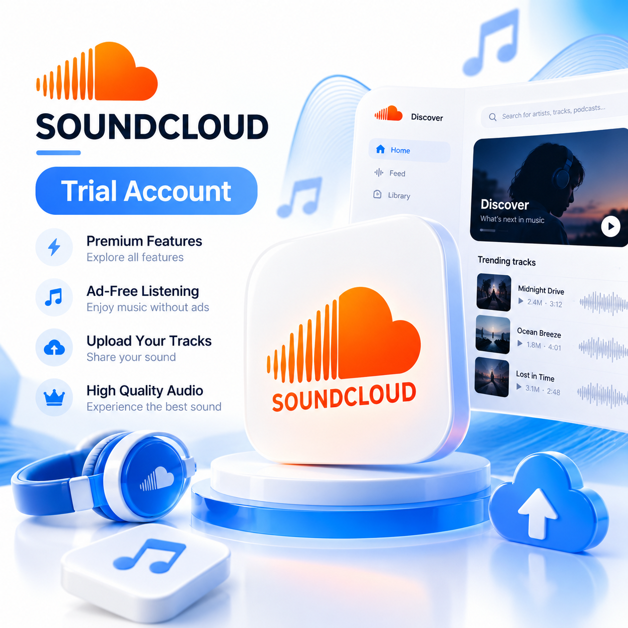 اکانت ترایال یک ماهه SoundCloud